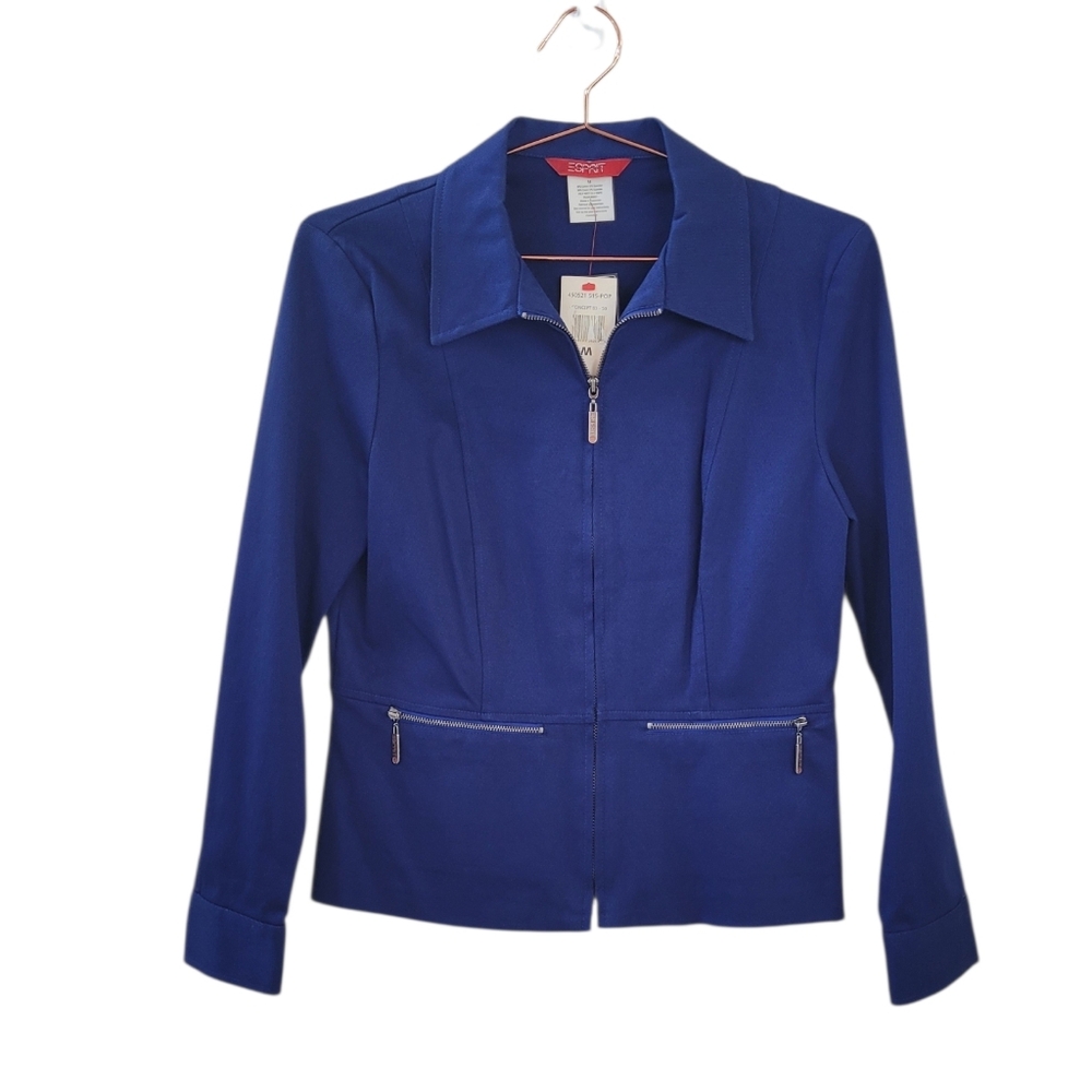 ESPRIT Vintage 90s Y2K Blue Full Zip Stretch Jacket Size M
